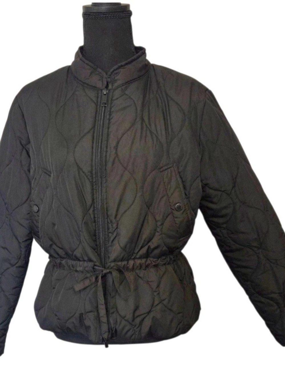 Marc New York Black Quilted Short Drawstring Waist Quilted Puffer Jacket Sz M